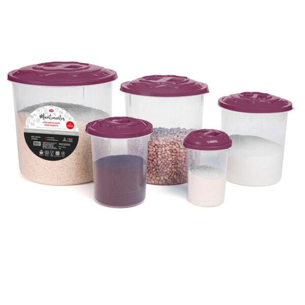 CONJUNTO DE MANTIMENTOS REDONDO 5 PEÇAS MARSALA