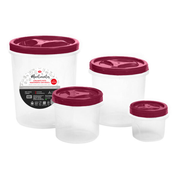 CONJUNTO MANTIMENTOS COM ROSCA 4 PEÇAS MARSALA