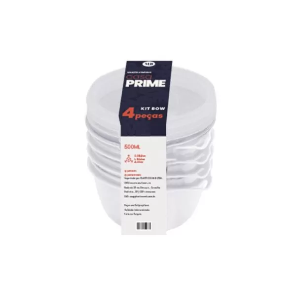 KIT 4 BOWLS COM TAMPA – 500ML CADA